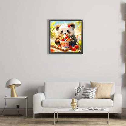 Ai Panda Eating Cake - Full Round Drill Diamond Painting 40*40CM