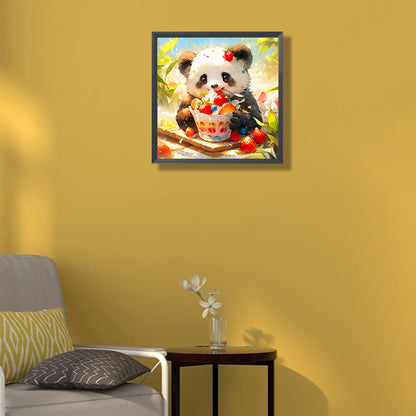 Ai Panda Eating Cake - Full Round Drill Diamond Painting 40*40CM