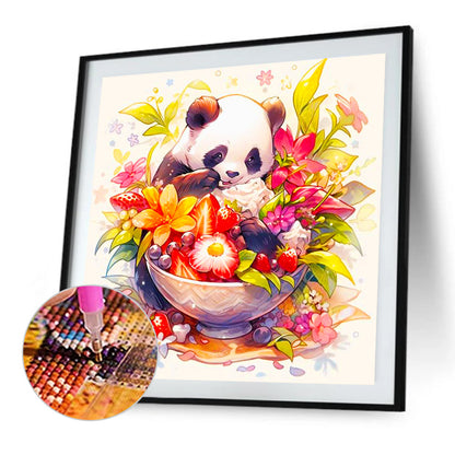 Ai Panda Eating Salad - Full Round Drill Diamond Painting 40*40CM