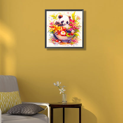 Ai Panda Eating Salad - Full Round Drill Diamond Painting 40*40CM