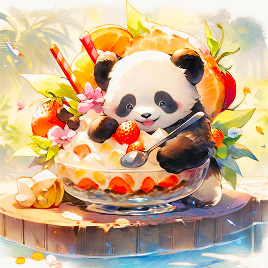 Ai Curious Panda - Full Round Drill Diamond Painting 40*40CM