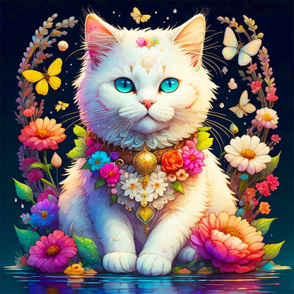 White Cat - Full Round Drill Diamond Painting 40*40CM