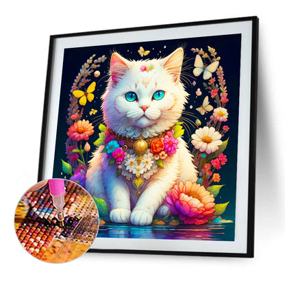 White Cat - Full Round Drill Diamond Painting 40*40CM