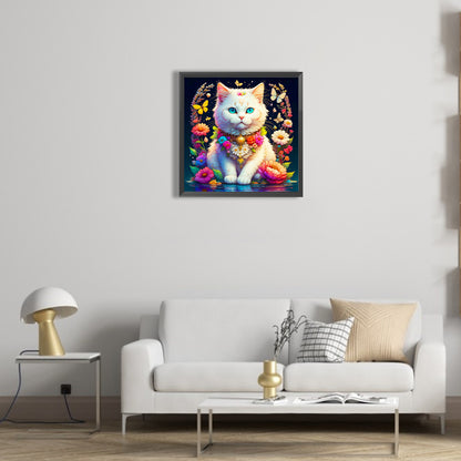 White Cat - Full Round Drill Diamond Painting 40*40CM