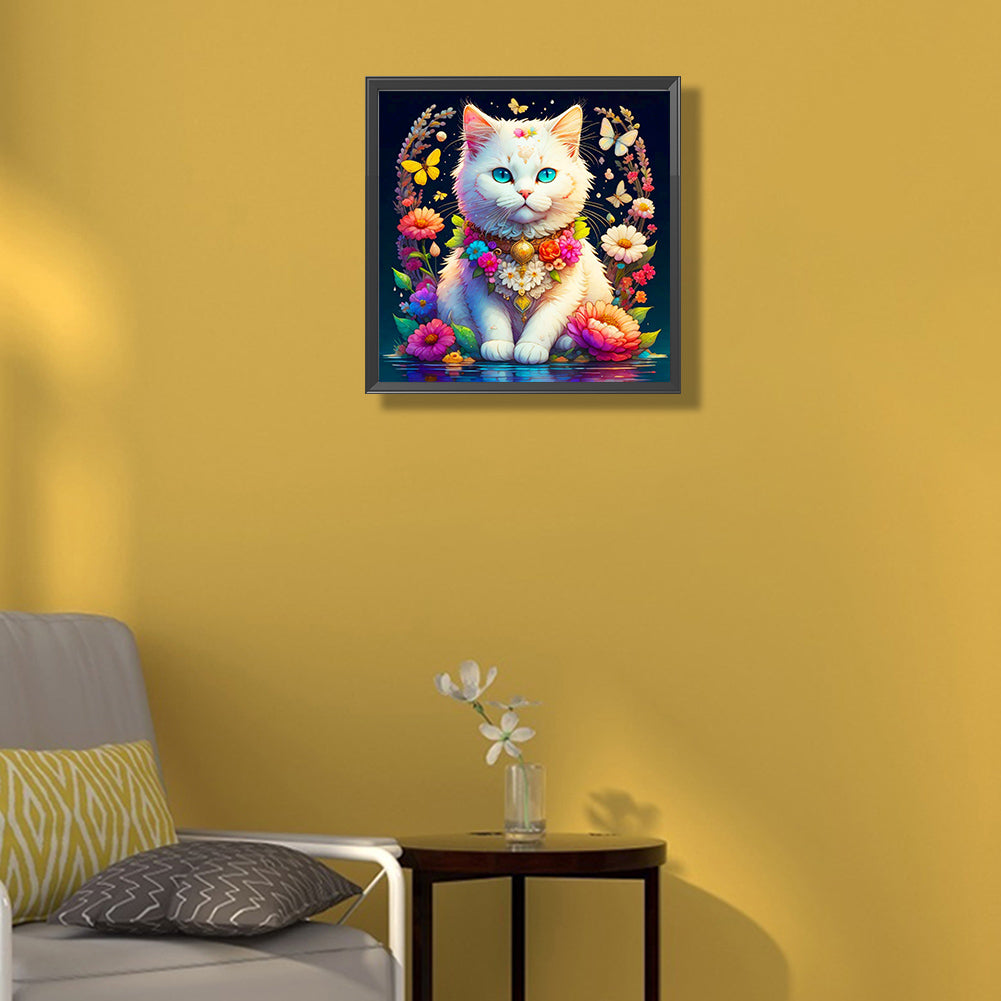 White Cat - Full Round Drill Diamond Painting 40*40CM