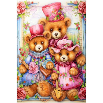 Three Teddy Bears - Full Round Drill Diamond Painting 40*60CM