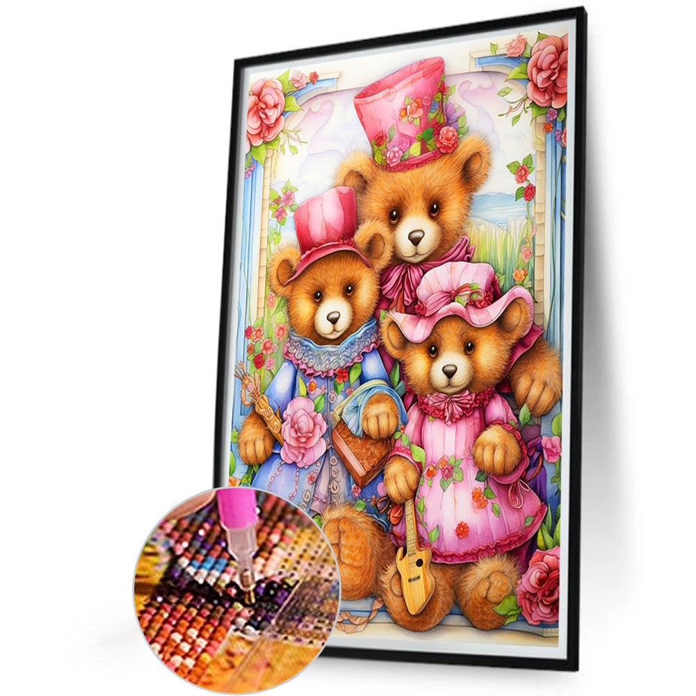 Three Teddy Bears - Full Round Drill Diamond Painting 40*60CM