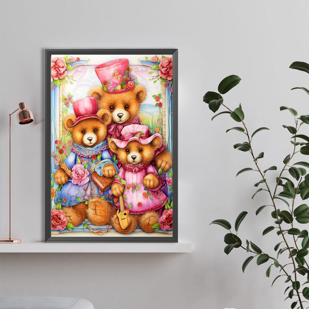 Three Teddy Bears - Full Round Drill Diamond Painting 40*60CM