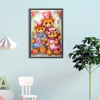 Three Teddy Bears - Full Round Drill Diamond Painting 40*60CM