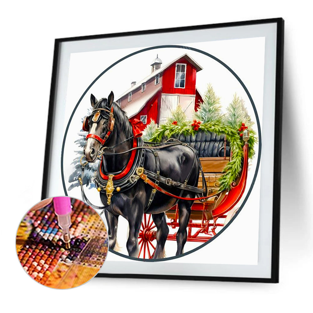 Christmas Horse - Full Round Drill Diamond Painting 40*40CM