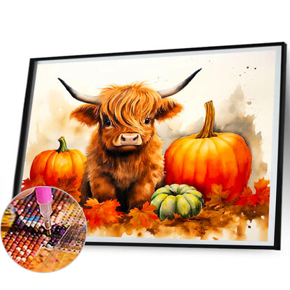 Cow And Pumpkin Patch - Full Round Drill Diamond Painting 60*50CM