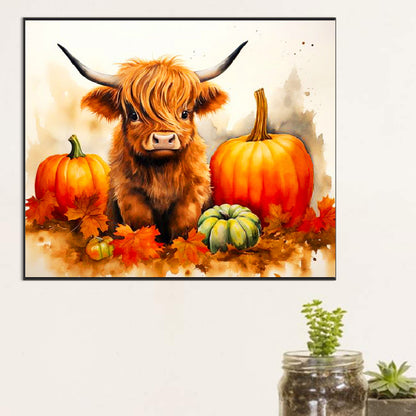 Cow And Pumpkin Patch - Full Round Drill Diamond Painting 60*50CM