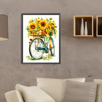 Sunflower And Bicycle - Full Round Drill Diamond Painting 30*40CM