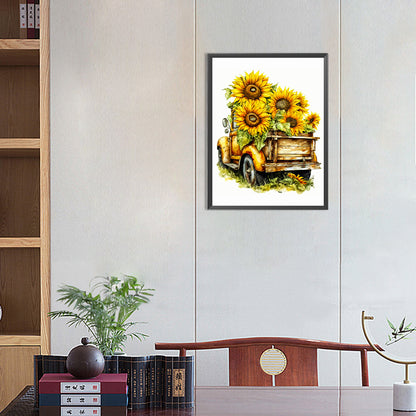 Sunflower And Car - Full Round Drill Diamond Painting 30*40CM