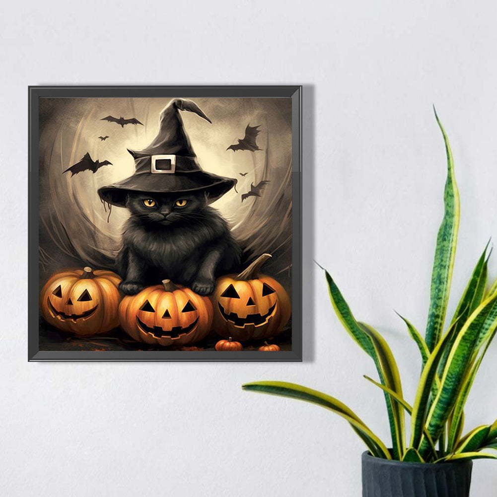 Halloween Black Cat - Full Square Drill Diamond Painting 40*40CM