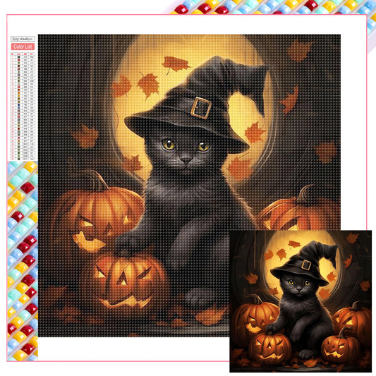 Halloween Black Cat - Full Square Drill Diamond Painting 40*40CM