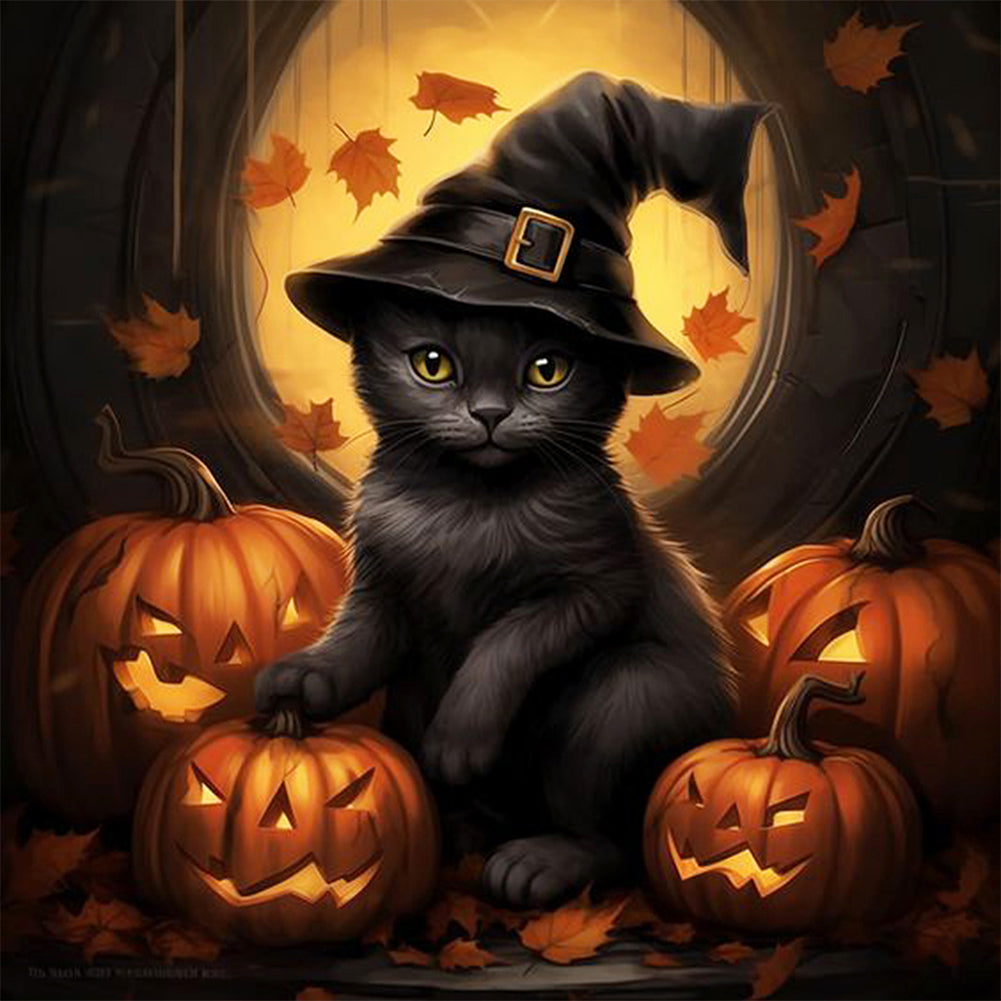 Halloween Black Cat - Full Square Drill Diamond Painting 40*40CM