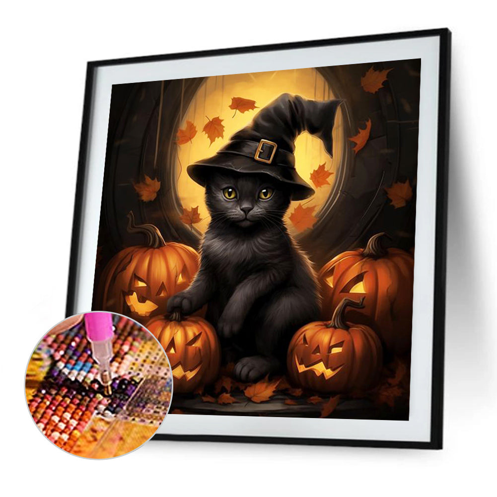 Halloween Black Cat - Full Square Drill Diamond Painting 40*40CM