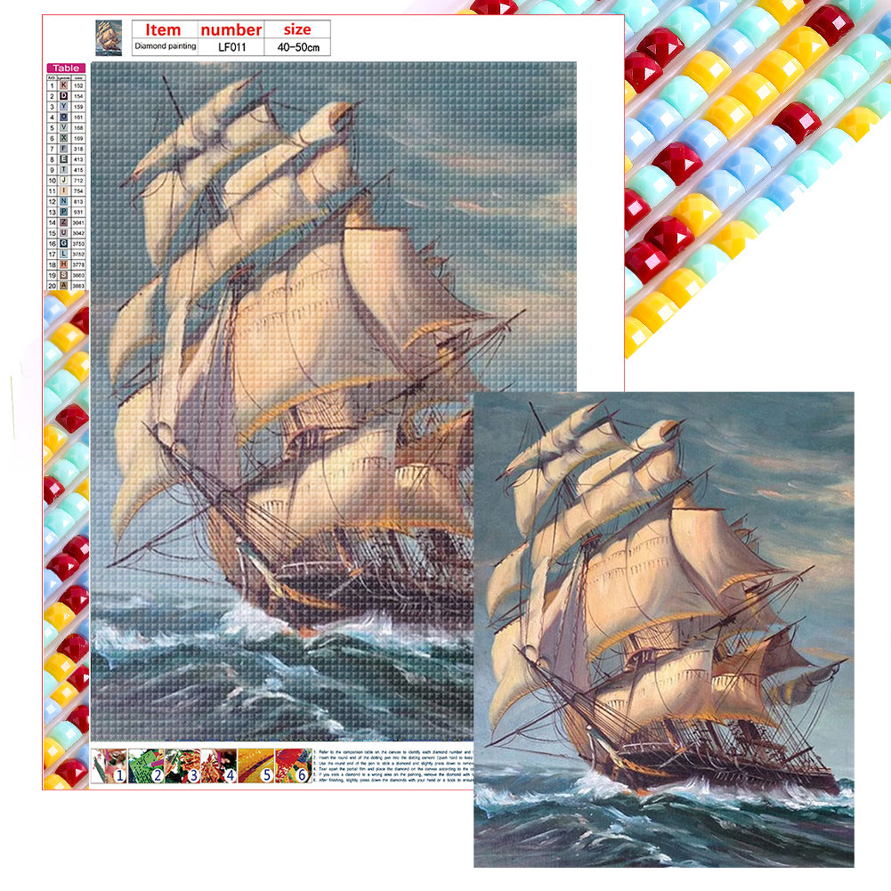 Sea Sailing Boat - Full Square Drill Diamond Painting 40*50CM