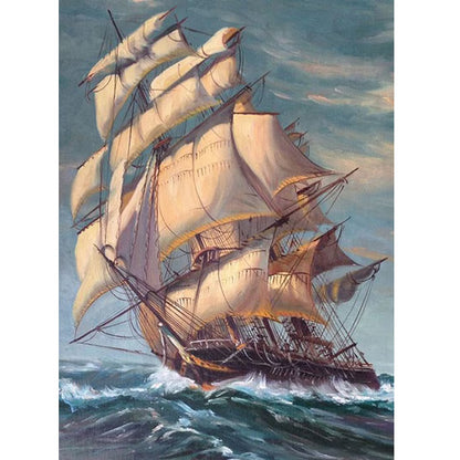 Sea Sailing Boat - Full Square Drill Diamond Painting 40*50CM