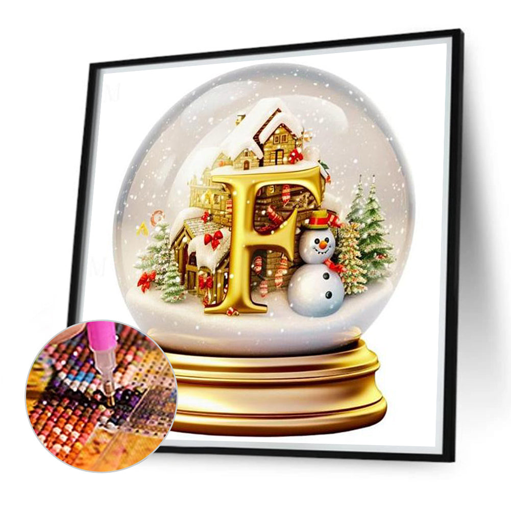 Christmas Alphabet Crystal Ball F - Full Round Drill Diamond Painting 40*40CM