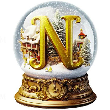 Christmas Alphabet Crystal Ball N - Full Round Drill Diamond Painting 40*40CM