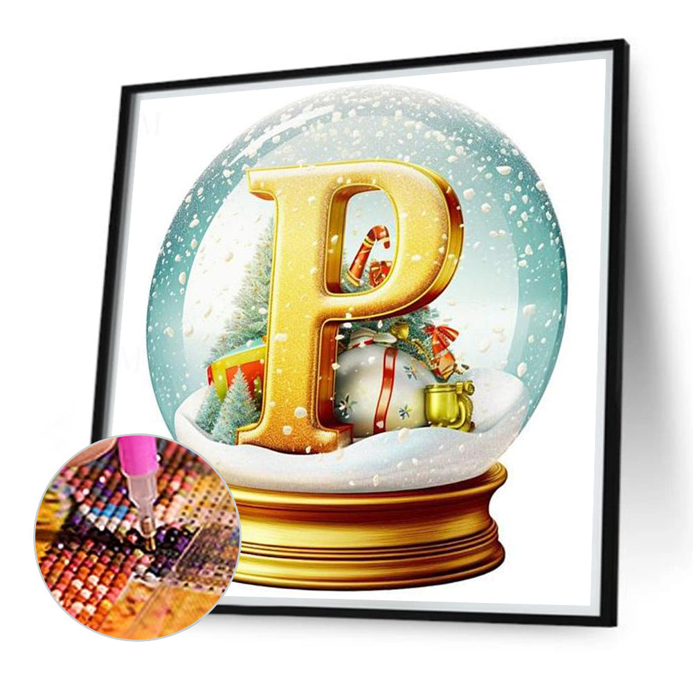 Christmas Alphabet Crystal Ball P - Full Round Drill Diamond Painting 40*40CM