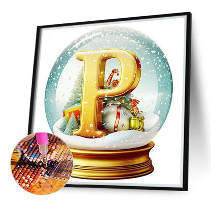 Christmas Alphabet Crystal Ball P - Full Round Drill Diamond Painting 40*40CM