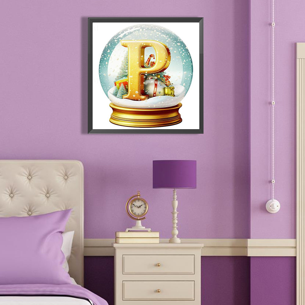 Christmas Alphabet Crystal Ball P - Full Round Drill Diamond Painting 40*40CM