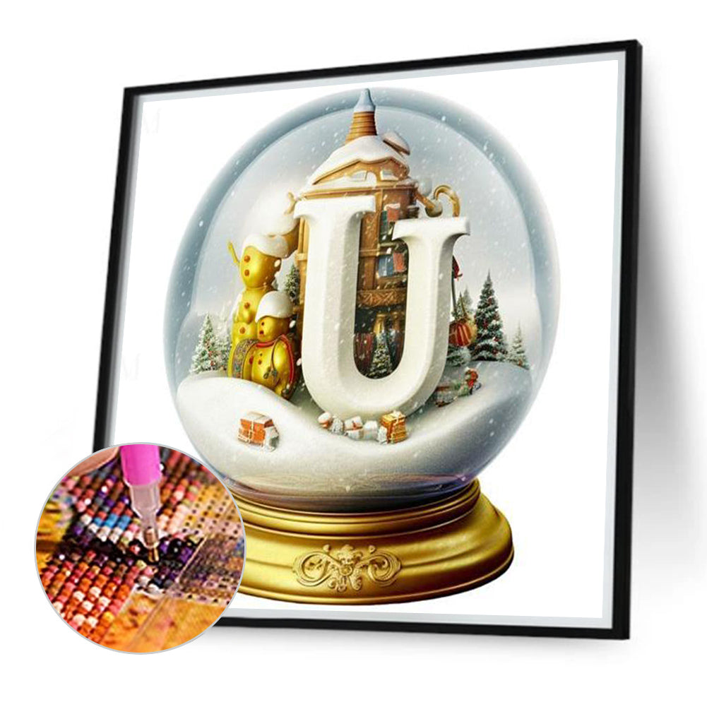 Christmas Alphabet Crystal Ball U - Full Round Drill Diamond Painting 40*40CM