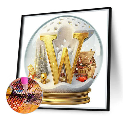 Christmas Alphabet Crystal Ball W - Full Round Drill Diamond Painting 40*40CM