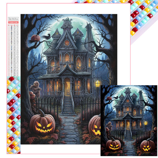 Halloween Haunted House - Full Square Drill Diamond Painting 40*50CM