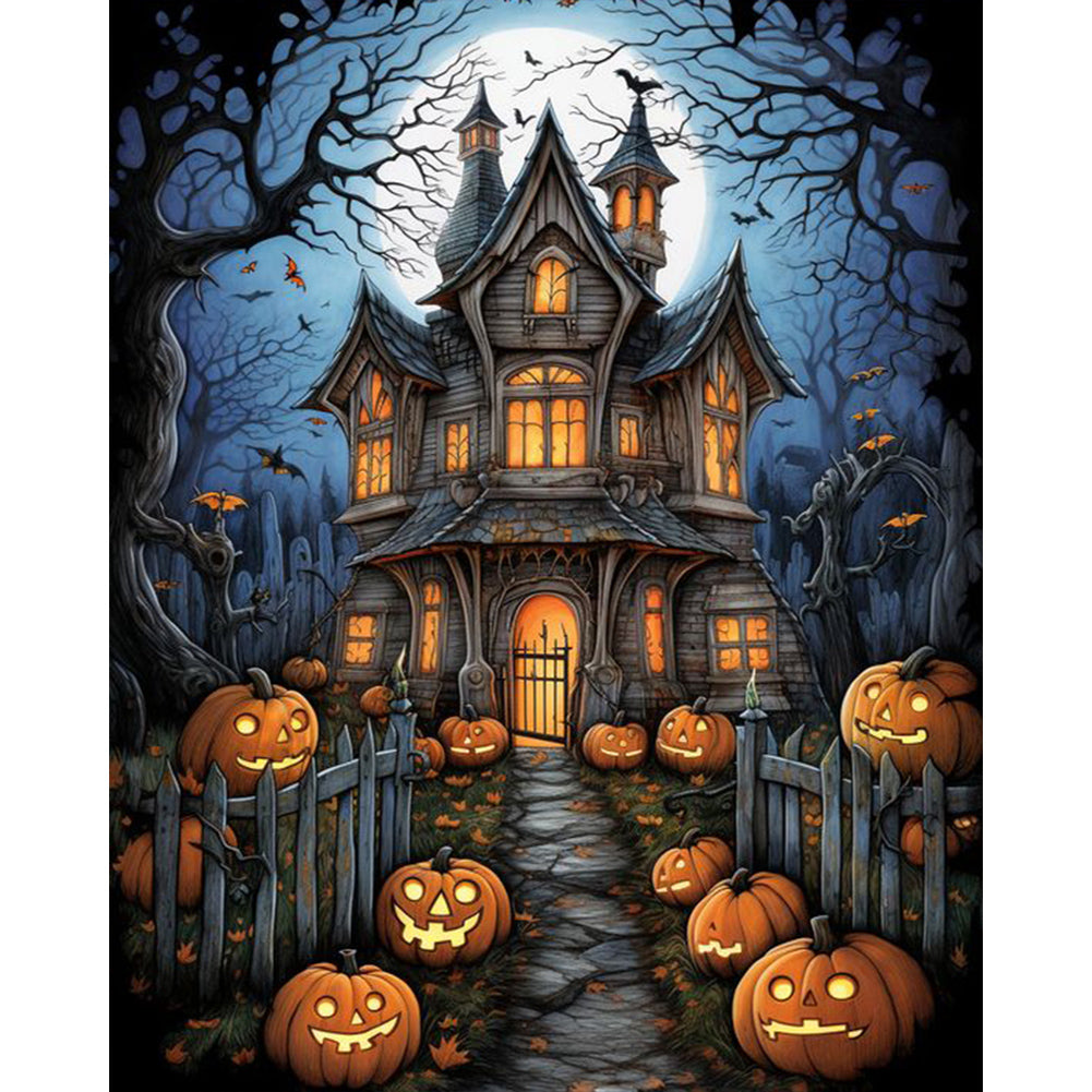 Halloween Haunted House - Full Square Drill Diamond Painting 40*50CM