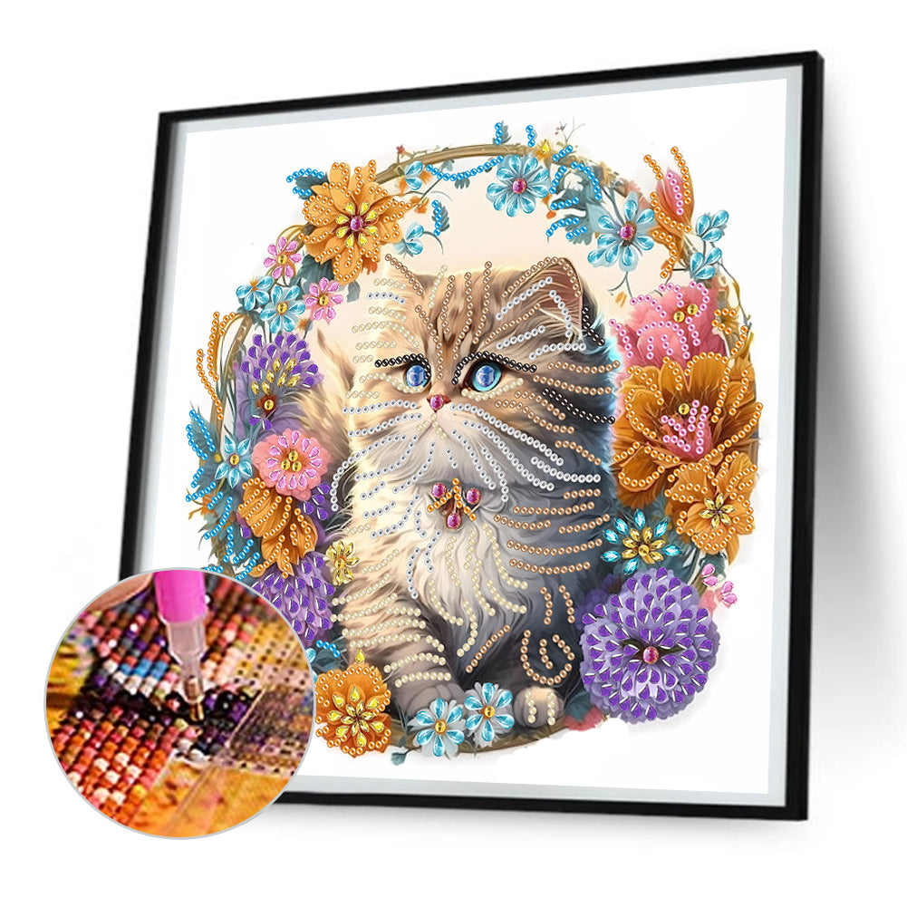 Garland Cat - Special Shaped Drill Diamond Painting  30*30CM