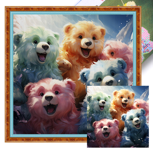 Colorful Bears - 11CT Stamped Cross Stitch 50*50CM