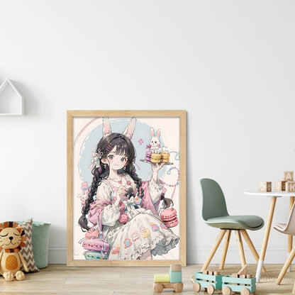 Cartoon Bunny Ears Girl - 11CT Stamped Cross Stitch 40*53CM