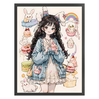 Cartoon Bunny Ears Girl - 11CT Stamped Cross Stitch 40*53CM