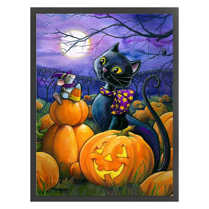 Black Cat Mouse And Pumpkin - 11CT Stamped Cross Stitch 40*53CM