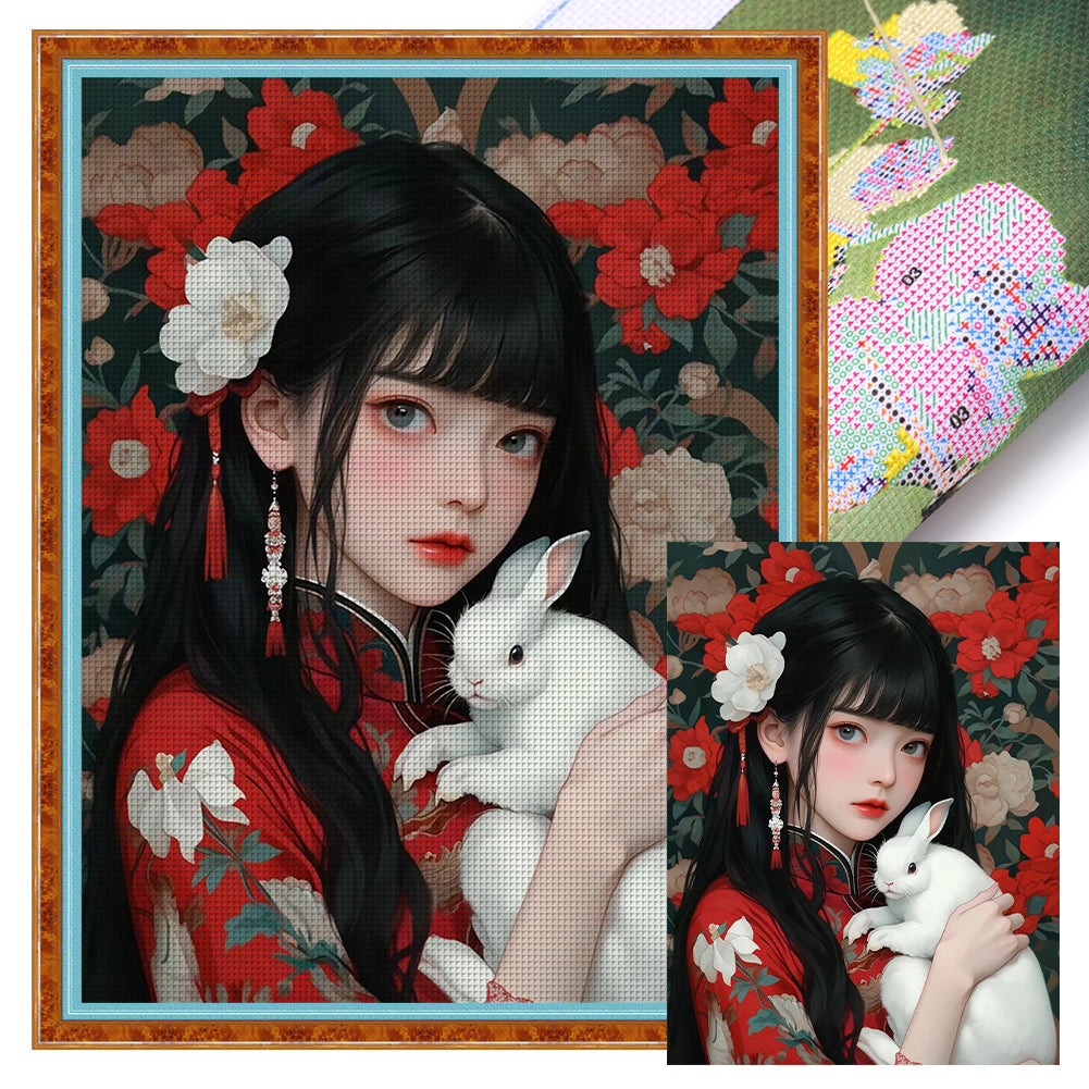 Japanese Kimono Girl - 11CT Stamped Cross Stitch 40*55CM