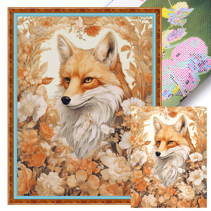 Flowers And Fox - 11CT Stamped Cross Stitch 50*65CM