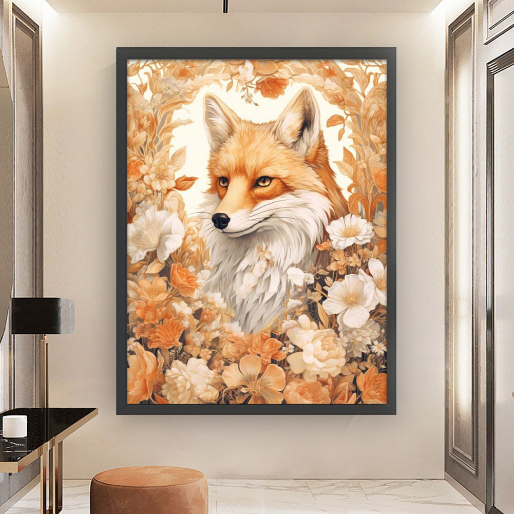 Flowers And Fox - 11CT Stamped Cross Stitch 50*65CM