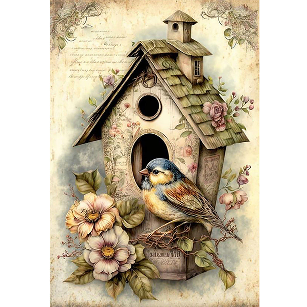 Retro Poster - Bird And Birdcage - 11CT Counted Cross Stitch 40*60CM