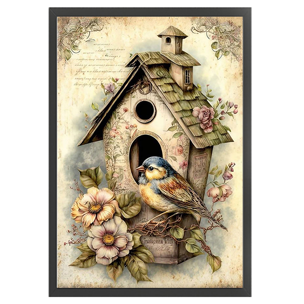 Retro Poster - Bird And Birdcage - 11CT Counted Cross Stitch 40*60CM