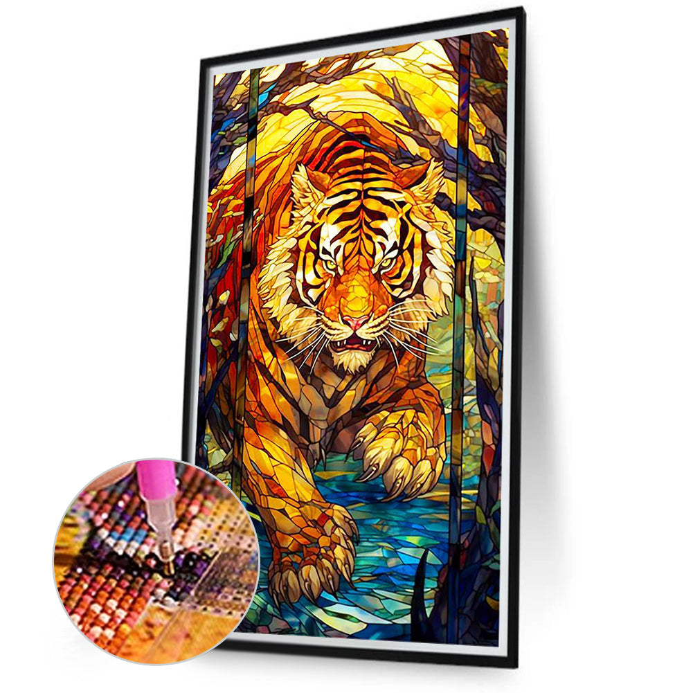 Attacking Tiger - Full Round Drill Diamond Painting 40*70CM