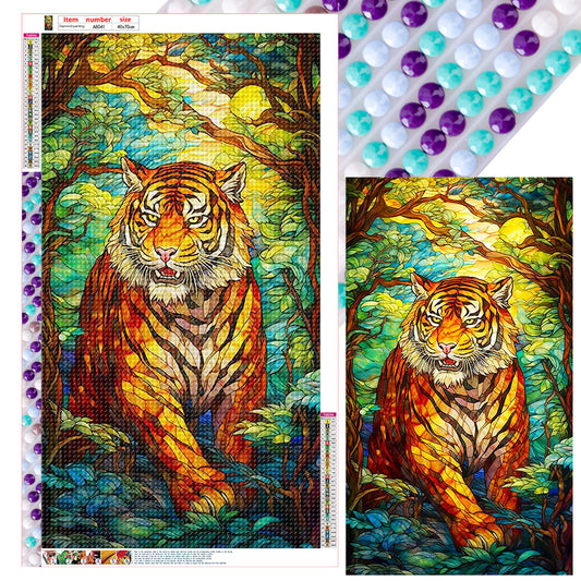 Tiger In Forest - Full Round Drill Diamond Painting 40*70CM