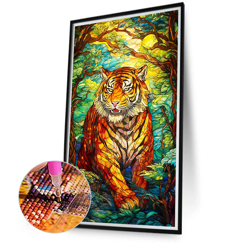 Tiger In Forest - Full Round Drill Diamond Painting 40*70CM