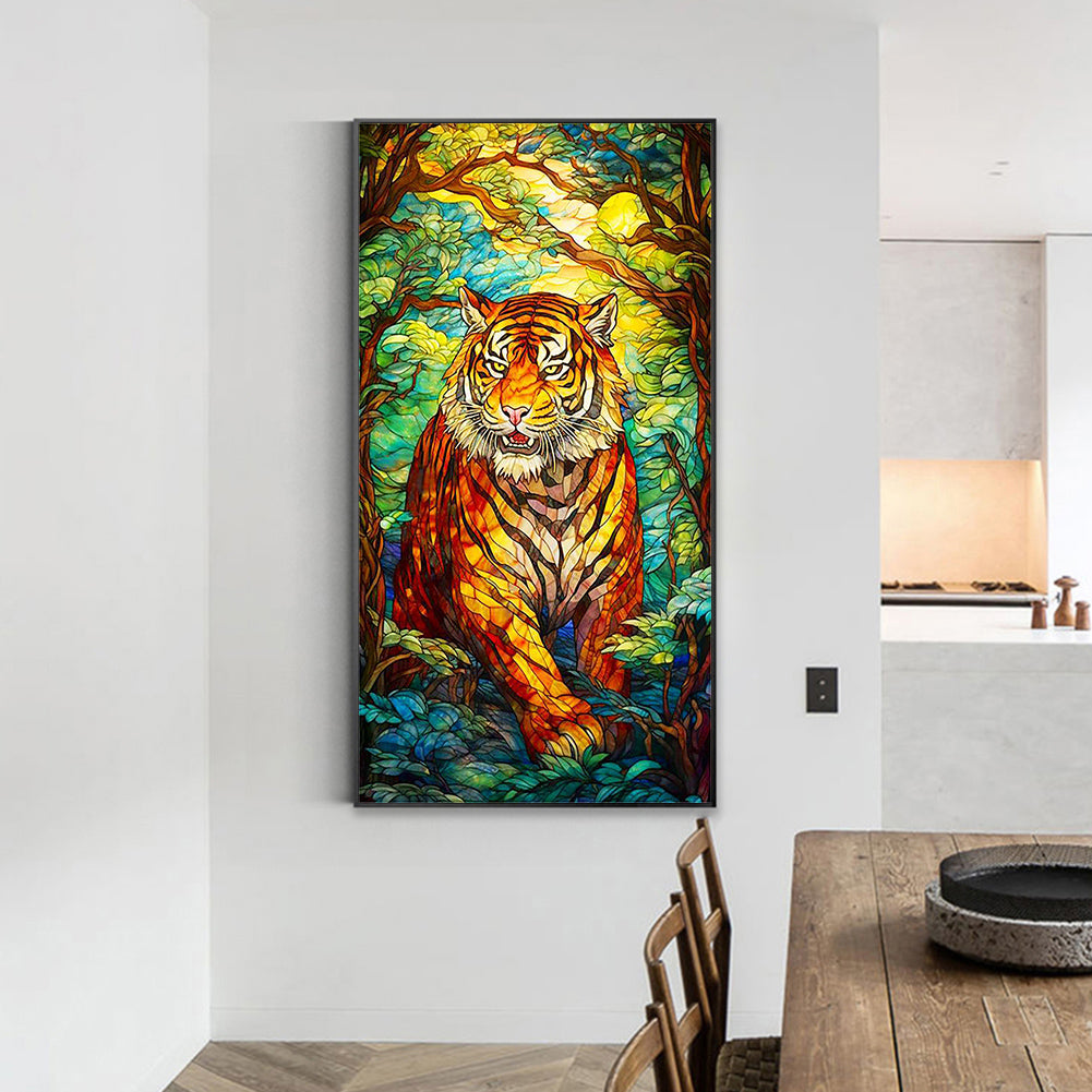 Tiger In Forest - Full Round Drill Diamond Painting 40*70CM