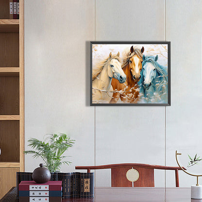 Horse Admiring Flowers - Full Round Drill Diamond Painting 50*40CM