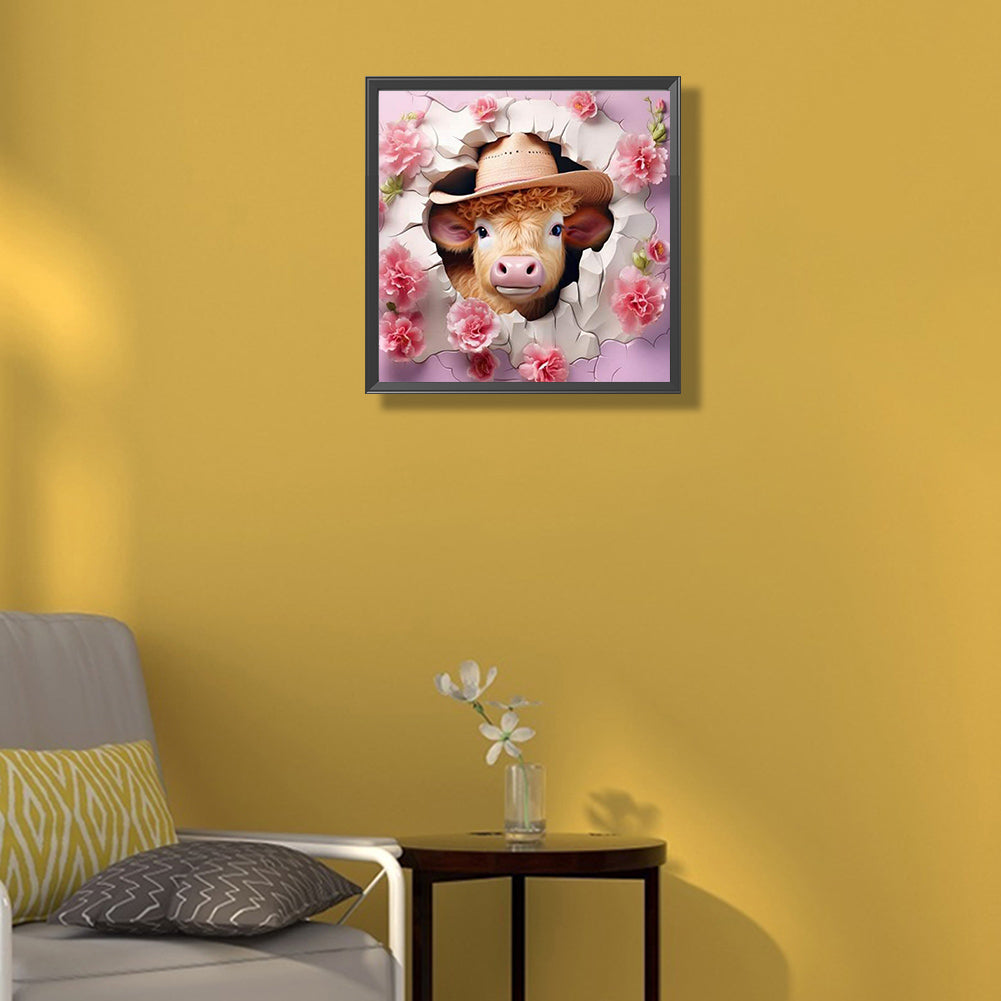 Calf In The Wall - Full Round Drill Diamond Painting 40*40CM