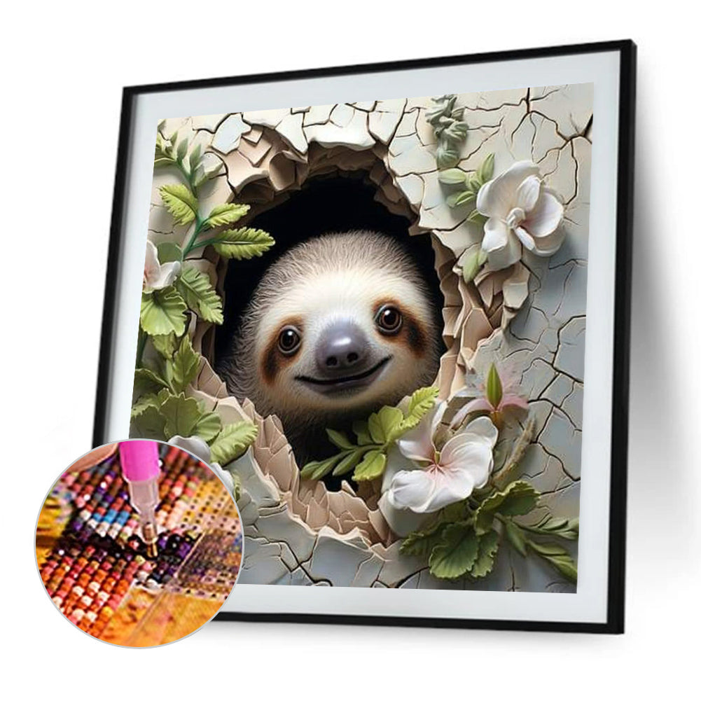 Sloth In Wall - Full Round Drill Diamond Painting 40*40CM